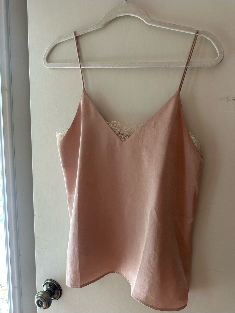 Mango Blush Pink Satin Lace-Trim Camisole